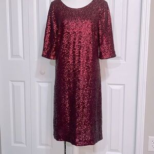 Betsy Johnson dusty maroon sequin party dress